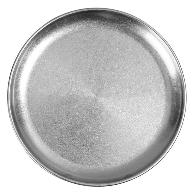 Plato de acero inoxidable, plato vintage, plato de estilo coreano, plato para cena, platos de metal, plato para aperitivos, plateado