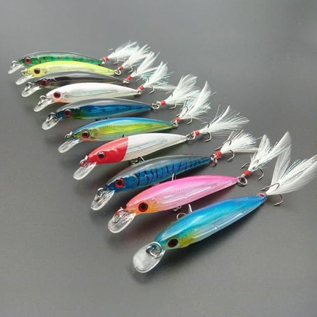 10Pcs 9cm/3.54 8g Artificial Fishing Hard Lifelike Lure Minnow Wobbler Fish Swim Bait