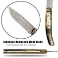 thumbnail image 5 of YOUSUNLONG Pocket Knife - Camping Knife Overall 186mm Japanese Damascus Steel Bull Horn Handle, 5 of 9