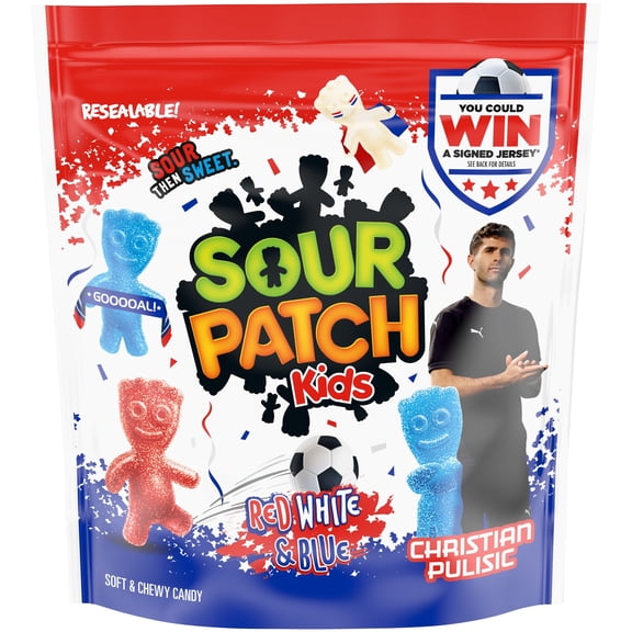SOUR PATCH KIDS Red, White & Blue Soft & Chewy Candy, Bulk Candy, 1.8 lb