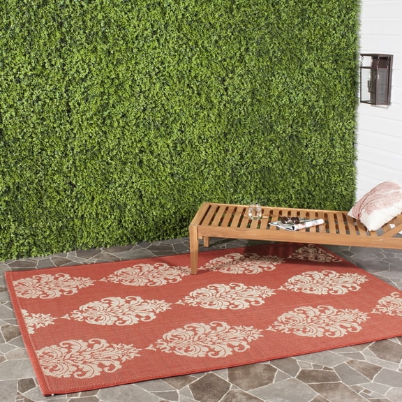 Safavieh Courtyard Jenny Medallion Indoor/Outdoor Area Rug, Red/Natural, 4' x 5'7"