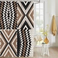 thumbnail image 4 of Fabric Shower Curtain, Boho Western Tribe Brown White Black Geometric Wood Grain Bathroom Curtain with 12 Hooks Waterproof No Bad Odor Machine Washable Bath Curtains for Bathroom, Spa Room, 36"x72", 4 of 6