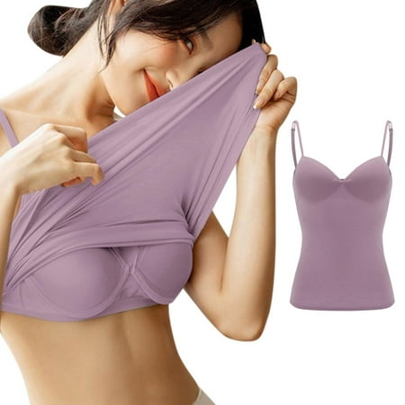 PRORMOOW Sports Bras for Women Plus Size  Wireless Bras  Full Cup Bra  Breathable Sports Bra  Women s Camisole With Bottom And Chest Pad  Sexy Oversized Underwear With Chest Pad  Light Purple