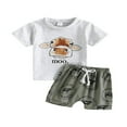 thumbnail image 1 of MesaSe Kid Boy Pants Suit  Short Sleeve  Neck Letters Print Tops + Drawstring Short Pants  Black 18-24 Months, 1 of 8