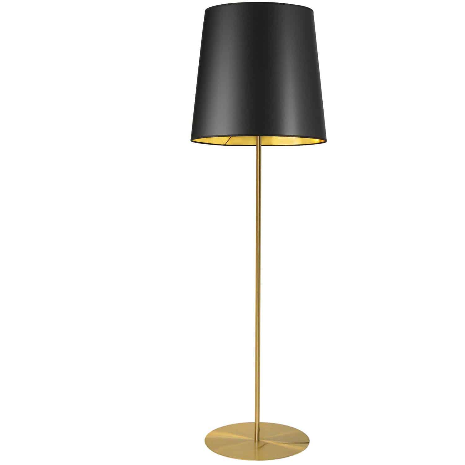 gold floor lamp with black shade