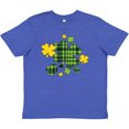 thumbnail image 3 of Inktastic St. Patrick's Day Plaid Green and Yellow Shamrocks Youth T-Shirt, 3 of 5