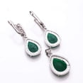 thumbnail image 2 of Emerald - Simulated, CZ 925 Silver Platinum Plated Pendant Earring Set PS8096, Emerald Pendant Earring Set, Gift For Her, Pear Pendant Earring Set, Gr, 2 of 2