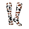 thumbnail image 4 of Daiia Sports Socks Brown Black Cow Printed Novelty Crew Socks for Men Women Knee High Socks Cotton Socks Soft & Breathable Support Unisex Socks, 4 of 9