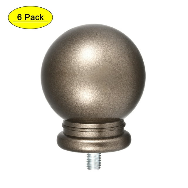 Unique Bargains Curtain Rod Finials Plastic End,Fit For 15.8mm Diameter (Max.) Rod,Total Size 49mm x 34mm Light Brown 6pcs