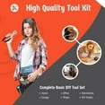 thumbnail image 3 of Tool Set Box - Hand Tool Kit & Accessories For General Household DIY Home Repair with Plastic Toolbox Storage Organizer Case - Homeowner's Tool Kit (Orange & Black), 3 of 8