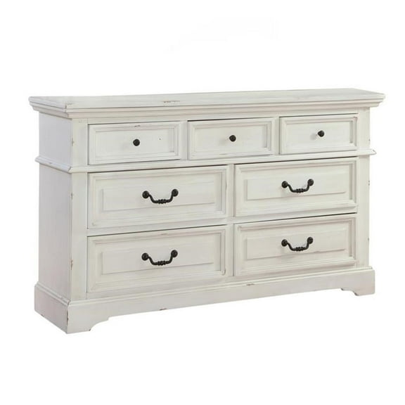 Bowery Hill 7-Drawer Antiqued White Dresser