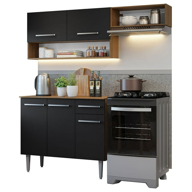 Cocina Integral Madesa Emilly 165cm Marrón/Negro