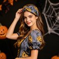 thumbnail image 5 of LTTVQM Multicolor Halloween Print Wide Bandana Head Wrap Knotted Elastic Sports Sweatband Ghost Pumpkin Hair Band, 5 of 5