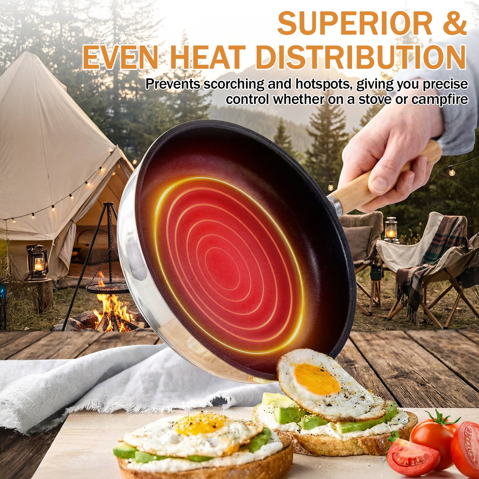 Zimtown Camping Cookware,Camping Pot Set for Outdoor Backpacking Camping,Outdoor Kitchen, Picnic,Hiking and Fishing,Stainless Steel