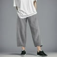 thumbnail image 2 of TRUBKH Women Linen Pants Beach Baggy Trousers Comfort Resort Wear Flowy Palazzo Wide Leg Palazzo Pant Wide Leg Linen Pants Wide Leg Cotton Linen Pant Balloon Pants Women's Sweatpants Gray M, 2 of 6