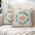 thumbnail image 2 of Boho Throw Pillow Covers 16x16 inch Set of 2, Blue Bohemian Carpet Double Sided Pattern Soft Plush Cushion Cover for Farmhouse Couch Sofa Bed Decorative, Only Pillowcase, 2 of 6