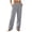 Grey, variant on Women's Solid Crinkle Linen Texture Elastic High Waist Patch Pocket Loose Flowy Wide Leg Full Length Casual Trousers Pants,XL