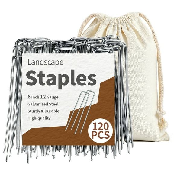 WLGJL 120 Pack Hot-dip Galvanized Landscape Staples Plant Cover Stakes 12 Gauge Tent Stakes Garden Stakes Landscaping Fabric SOD Pins Yard Stakes for Decoration Weed Barrier Fabric