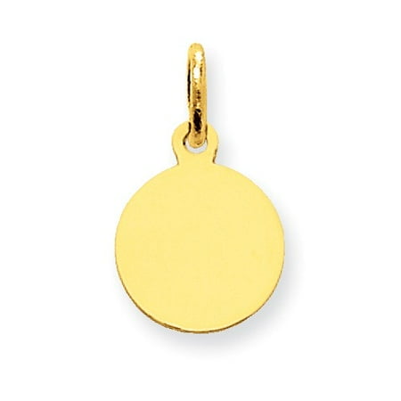 10k Yellow Gold Plain 0.013 Gauge Circular Engravable Disc Charm (0.6in long x 0.4in wide)