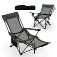 thumbnail image 1 of Goplus Camping Lounge Chair with Detachable Footrest & 4-Position Backrest Carrying Bag Gray, 1 of 10