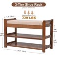 thumbnail image 3 of Shoe Bench with Hidden Drawer and Side Holder, 2 Tier Entryway Bench with Storage 27.6 in, Bamboo Shoe Rack with Cushion for Entryway Hallway Living Room Bedroom, 3 of 8