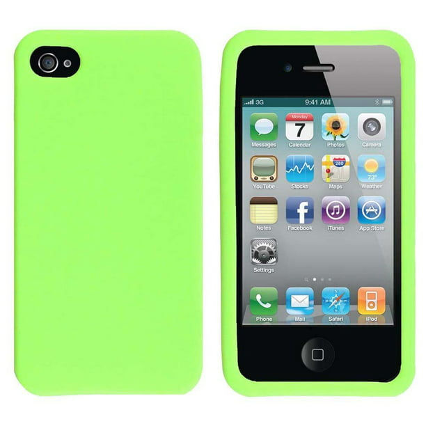 hulp Vestiging Afsnijden Silicone Skin Case for iPhone 4 / 4S - Green - Walmart.com
