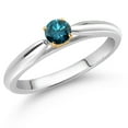 thumbnail image 2 of Gem Stone King 0.15 Ct Round Blue Diamond 10K White and Yellow Gold Solitaire Engagement Ring (Size 8), 2 of 4