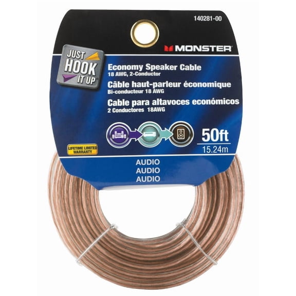 Monster Cable Speaker Wire Economy Grade 50 ' Card