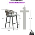 thumbnail image 2 of PURPLE LEAF Outdoor Bar Stools Set of 2 Patio Wicker Modern High Bar Chairs Metal Cushioned Barstools with Backs and Ergonomic Armrest for Balcony Garden Indoor Kitchen Island, Light Gray, 2 of 9