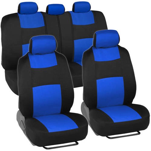 BDK PolyCloth Car Seat Covers, 2Tone Split Bench EasyWrap Full Set