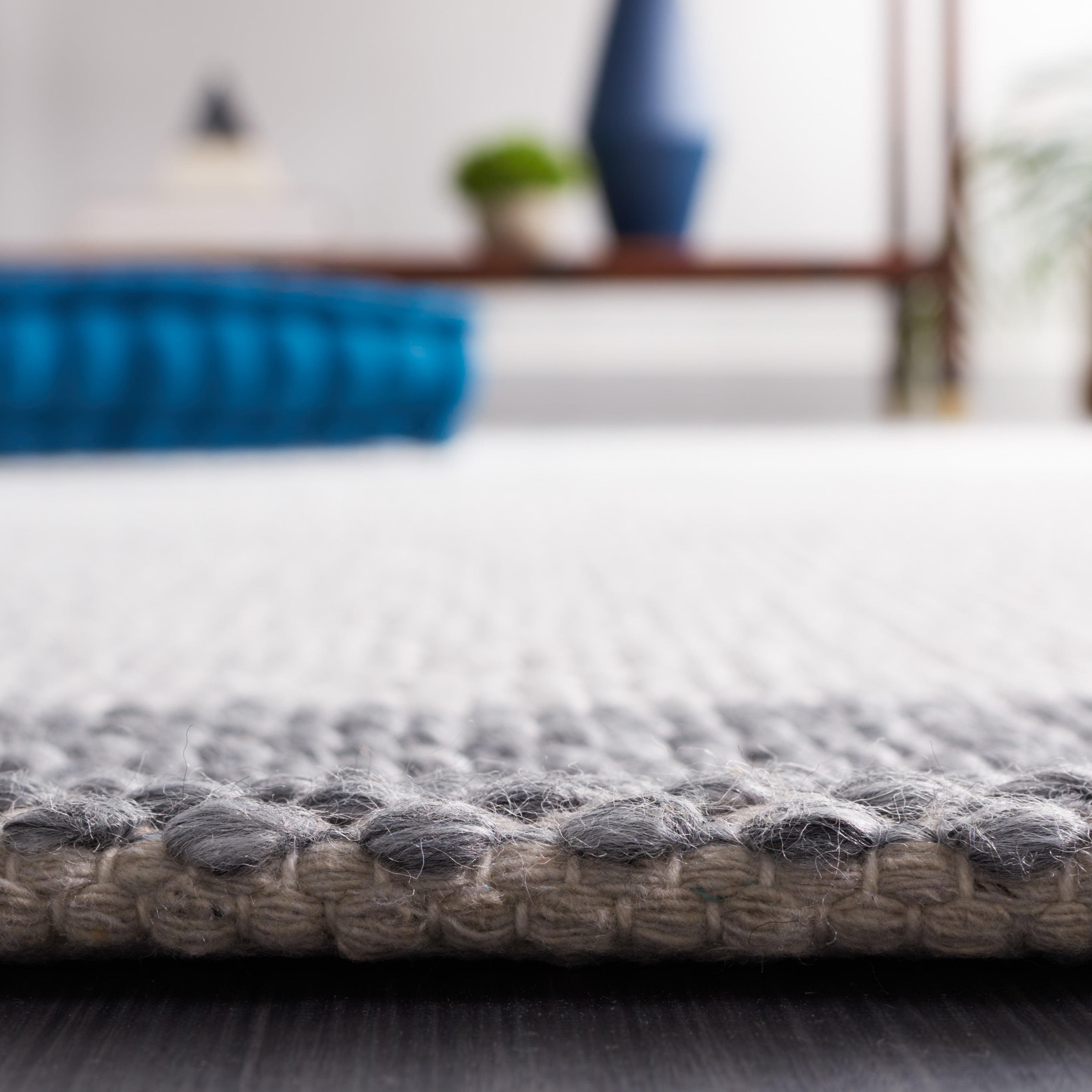 SAFAVIEH Natura Marina Striped Wool Area Rug, Ivory/Dark Grey, 5' x 8'