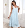 thumbnail image 3 of Camisón APRRAIN para mujer, victoriano, sin mangas, azul claro, talla XL, 3 of 6
