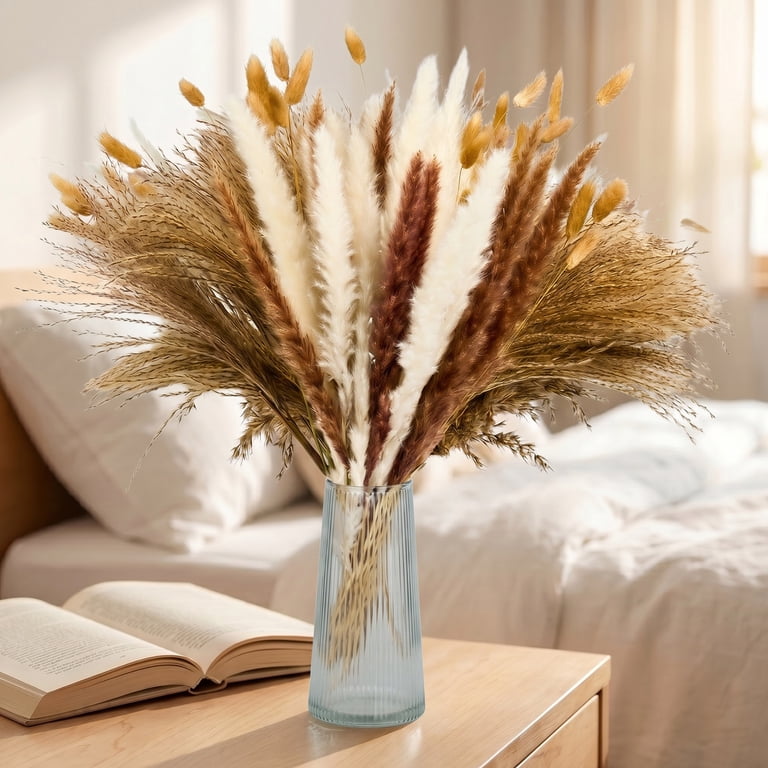 SANMADROLA Pampas Grass Boho Decor, 100 Pieces, 17 In photo 7