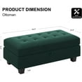 thumbnail image 2 of Belffin Storage Ottoman Bench Oversized Rectangular Ottoman with Storage Velvet Tufted Upholstered Footstool Ottoman Bench for Living Room Bedroom (Green), 2 of 15