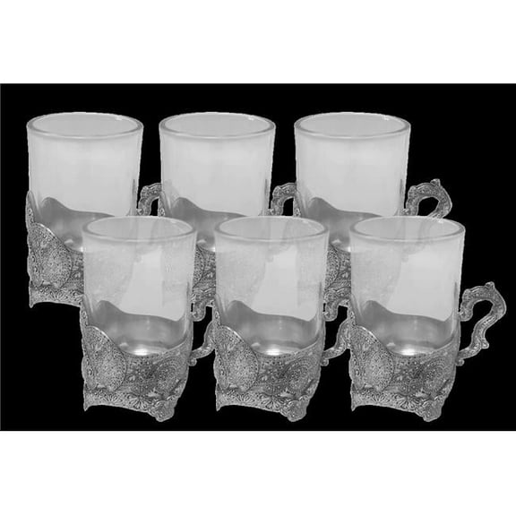 Nua 60188 4 oz Filigree Design Cups with Handle, Small - Set of 6