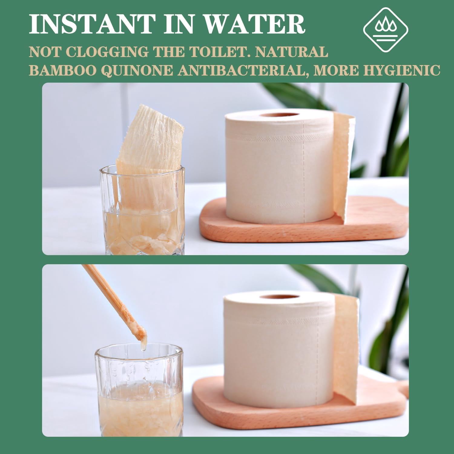 Bamboo Toilet Paper, 4-Ply, 18 Rolls, 200 Sheets Per Roll, Total 3600 Sheets, Unbleached, Sustainable and Tree Free, Soft, Strong, Earth-Friendly