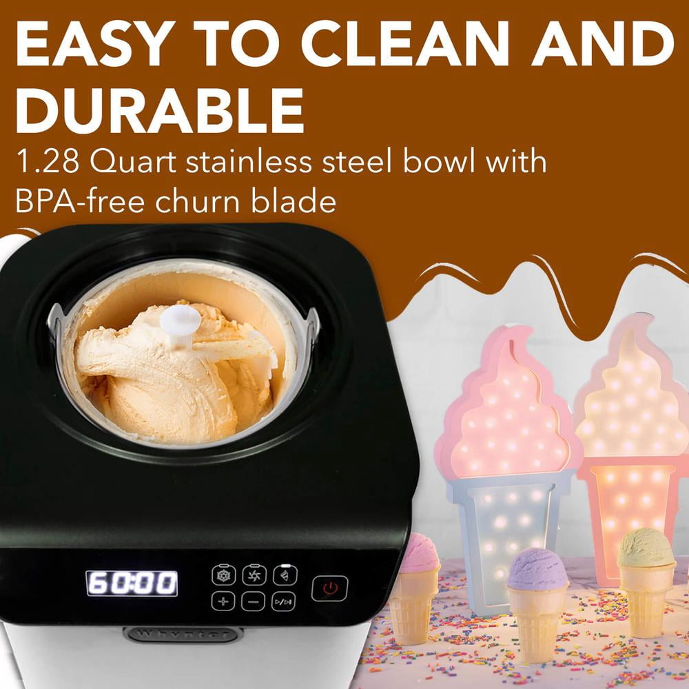 Whynter 1.28 Quart Compact Upright Automatic Ice Cream Maker with Stainless Steel Bowl White