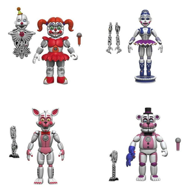 Five Nights At Freddy S 5 Articulated Action Figures Baby Ft Foxy Ft Freddy Ballora Set Of 4 Ennard Walmart Com Walmart Com
