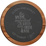 MonogramOnline Secret Ingredient Custom Round Slate Cheese Board With Wooden Border