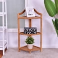 thumbnail image 3 of Gymax 3 Tier Bamboo Free Standing Corner Rack Tower Organizer Shelving Shelf Storage, 3 of 9