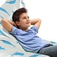 thumbnail image 1 of Sea Life Lounger Chair Bag, Marine Underwater Fish Cartoon Characters on Wavy Striped Backdrop, High Capacity Storage with Handle Container, Lounger Size, Coconut and Deep Sky Blue, by Ambesonne, 1 of 5