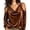 Brown, variant on Women Blouse Cowl Neck Cold Shoulder Long Sleeve Pockets Casual Loose Fit Velvet Top Streetwear Fall Winter Outerwear