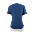 thumbnail image 3 of MORTTIC Women's Casual Colorblock Button Detail Short Sleeve T-Shirt – Loose Fit Crew Neck Summer Top for Everyday Wear, Blue, L, 3 of 6