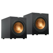 Klipsch 2x Reference R-12SW 12" 400W All-Digital Powered Subwoofer, Brushed Black Polymer Veneer