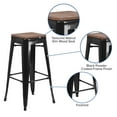 thumbnail image 5 of Flash Furniture Lily 30" High Backless Black Metal Barstool with Square Wood Seat, 5 of 13