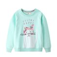 thumbnail image 1 of CNKOO Sweat à Manches Longues pour Bébé Fille Imprimé Chat Col Rond T-Shirt Vert pour Enfants 2-7T Printemps Automne Haut de Survêtement, 1 of 5