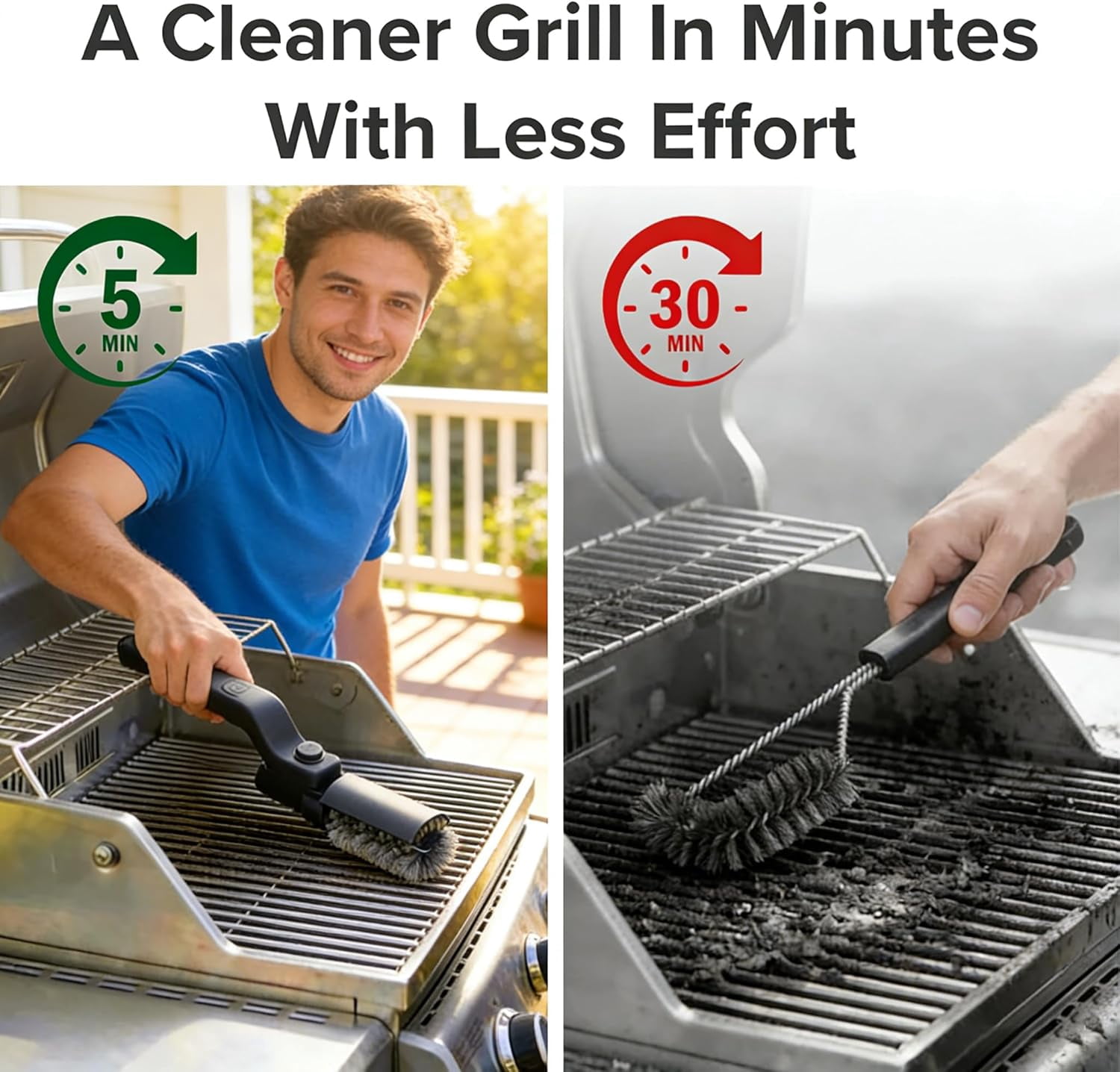Electric Grill Brush, BBQ Cleaner with Powerful Motor, Rechargeable Cordless Grill Cleaning Brush for Burnt-On Grease & Grill Grates
