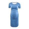 thumbnail image 5 of Iyufng Womens Maternity Dresses Striped Fitted Short Sleeve Dress with Pleated Waistband, 5 of 8