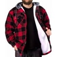 thumbnail image 2 of TrailCrest Men's Warm Sherpa Lined Hoodie Fleece Shirt Jacket, Classic Zip Up Buffalo Plaid, Red Plaid, 3X, 2 of 5