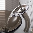 thumbnail image 3 of KRAUS Tall Waterfall Bathroom Faucet for Vessel Sink with Clear Brown Glass Disk and Pop-Up Drain, Satin Nickel Finish, 3 of 10